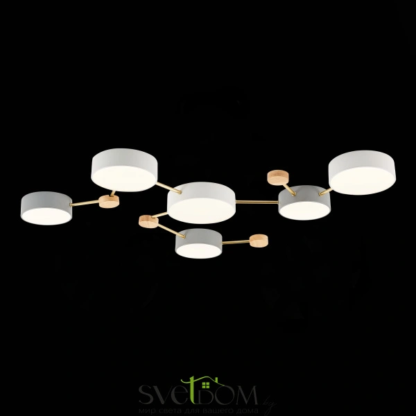 SLE600102-06 Светильник потолочный Золотистый, Светлое дерево/Белый, Серый LED 6*15W 4000K DOSSENA