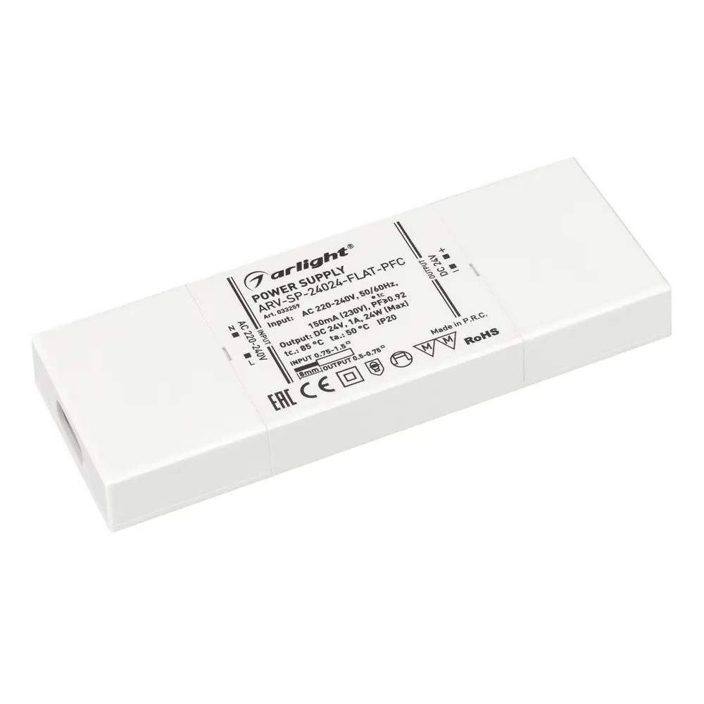 Блок питания ARV-SP-24024-FLAT-PFC (24V, 1A, 24W) Arlight 033259 Arlight