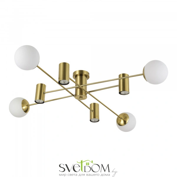 SLE1105-302-08 Светильник потолочный Латунь/Белый GU10+E27 4+4*5+60W RAITO