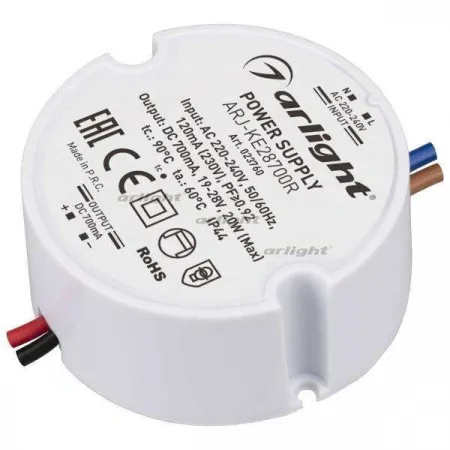 ARLIGHT Блок питания ARJ-KE28700R (20W, 700mA, PFC) (Arlight, IP44 Пластик, 5 лет)