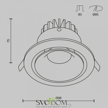 Встраиваемые светильники Maytoni DL031-L12W3K-D-B от Магазина Svetdom.by