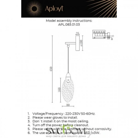 Настенные светильники APL.083.01.03 Aployt | Svetdom.by