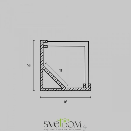 Алюминиевый профиль накладной 16x16 S ALM009S-2M