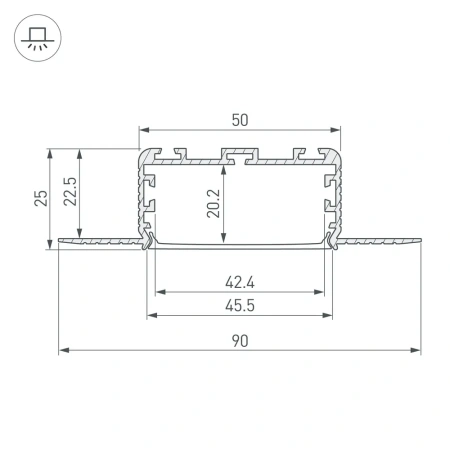 Профиль KLUS-POWER-W50H25-F-HIDE-2000 Arlight 028918 Arlight