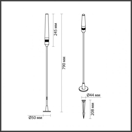 7020/4GL NATURE ODL25 708 Ландшафтный светильник 790мм металл/акрил IP65 LED 4W CRI 90 3000K 24V CANNA (нужен драйвер 357781/357782) Odeon Light