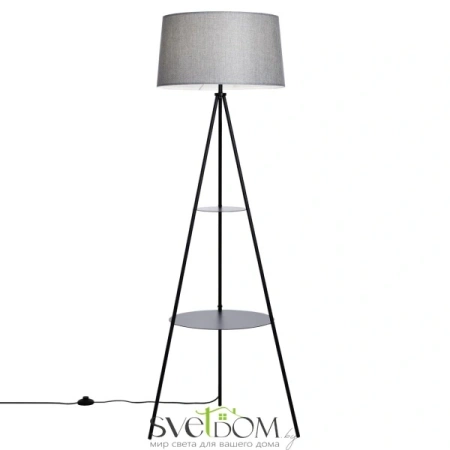 Citilux Рейнер CL806022 Торшер чёрный со столиком и серым абажуром CITILUX