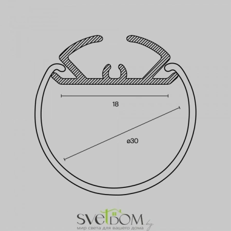 Алюминиевый профиль подвесной ALM-D30-S-2M