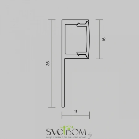 Алюминиевый профиль встраиваемый ALM-3611-S-2M