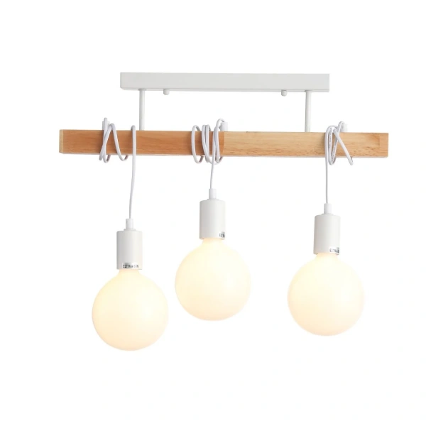 SL1142.503.03 Светильник подвесной Белый, Светлое дерево E27 3*60W BAGETTI