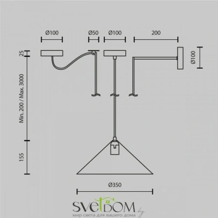 Подвесные светильники Maytoni MOD167PL-01B от Магазина Svetdom.by