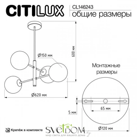 Люстры на штангеCL146243 CITILUX | Svetdom.by