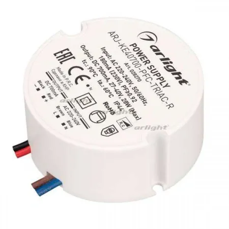ARLIGHT Блок питания ARJ-KE40700-PFC-TRIAC-R (28W, 700mA) (Arlight, IP44 Пластик, 5 лет)