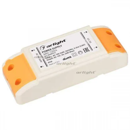 ARLIGHT Блок питания ARV-12024 (12V, 2A, 24W) (Arlight, IP20 Пластик, 2 года)