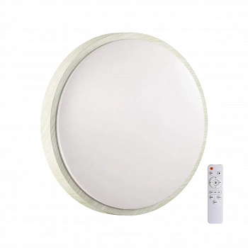 7628/DL PALE SN 118 Светильник пластик/беленый под дер. LED 48Вт 3000-6300K D400 IP43 пульт ДУ LOSTA