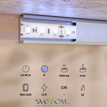 Светодиодная лента Base 12В 2835 9,6Вт/м Blue 5м IP 20 201173