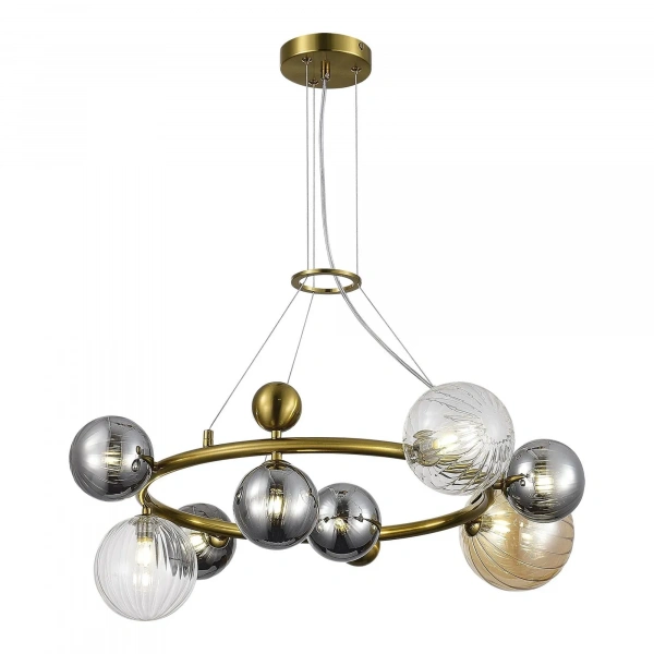 SL1515.303.08 Светильник подвесной ST-Luce Латунь/Янтарный,Дымчатый,Прозрачный G9 8*5W 4000K SPHERE