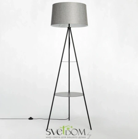 Citilux Рейнер CL806022 Торшер чёрный со столиком и серым абажуром CITILUX