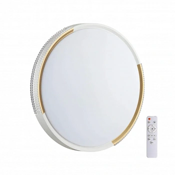 7612/EL PALE SN 134 Светильник пластик/белый/золотистый LED 72Вт 3000-6300K D490 IP43 пульт ДУ VELIO