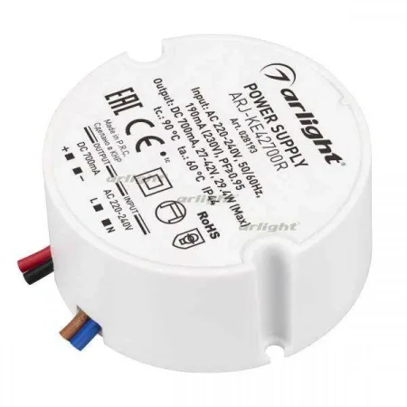 ARLIGHT Блок питания ARJ-KE42700R (29W, 700mA, PFC) (Arlight, IP44 Пластик, 5 лет)