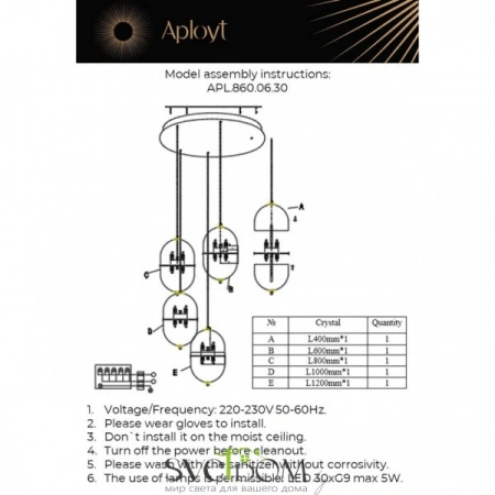 Люстры потолочныеAPL.860.06.30 Aployt | Svetdom.by