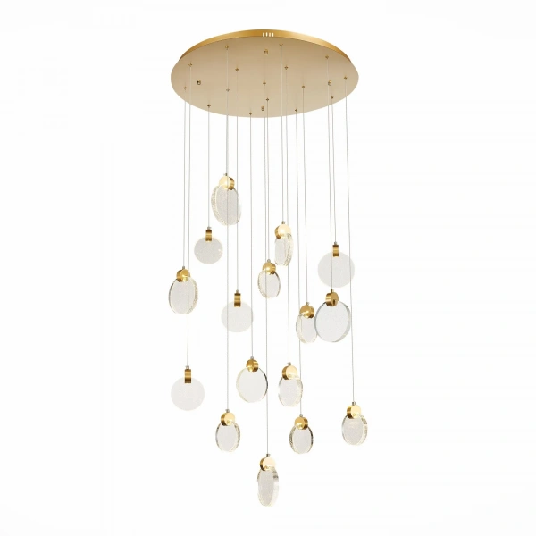 SL6104.203.16 Светильник подвесной ST-Luce Золотистый/Прозрачный,С пузырьками воздуха LED 16*3W 3000 MONTECELIO