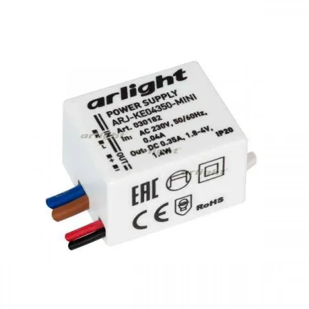 ARLIGHT Блок питания ARJ-KE04350-MINI (1.4W, 350mA) (Arlight, IP20 Пластик, 5 лет)