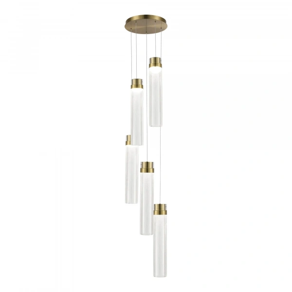 SL6236.303.05 Светильник подвесной ST-Luce Латунь/Прозрачный LED 5*12W 4000K CHAMPAGNE
