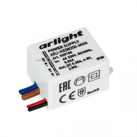 ARLIGHT Блок питания ARJ-KE08350-MINI (2.8W, 350mA) (Arlight, IP20 Пластик, 5 лет)
