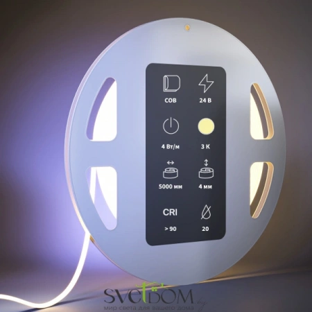 Светодиодная лента Ultra 24В COB 4Вт/м 3000К 5м IP 20 201065