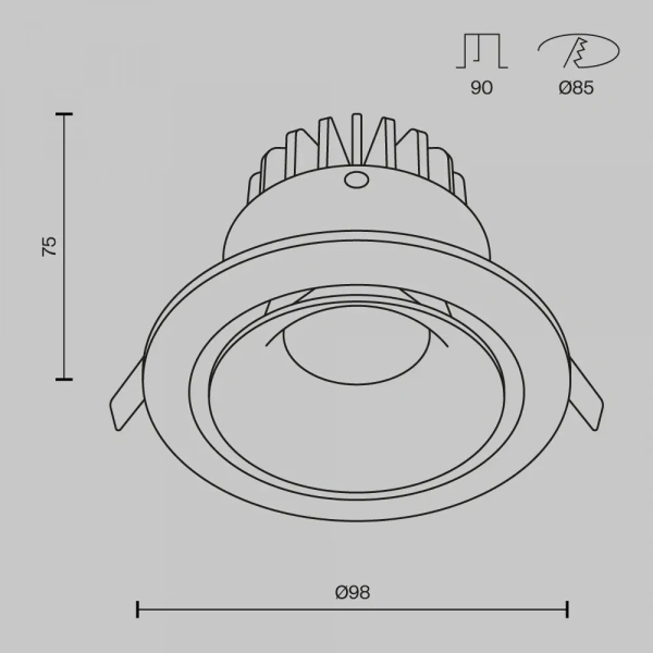 Встраиваемый светильник Technical DL031-L12W3K-D-W