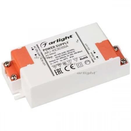 ARLIGHT Блок питания ARJ-KE30300A (9W, 300mA, PFC) (Arlight, IP20 Пластик, 5 лет)