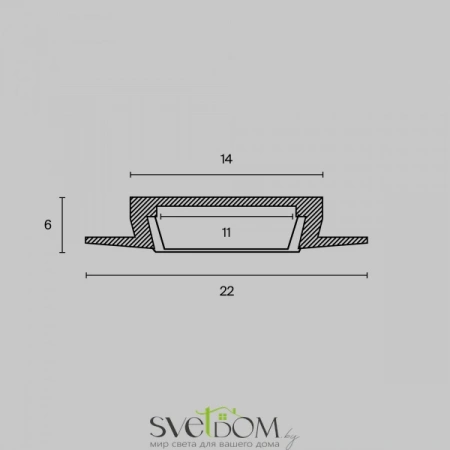 Алюминиевый профиль встраиваемый 22x6 ALM004S-2M