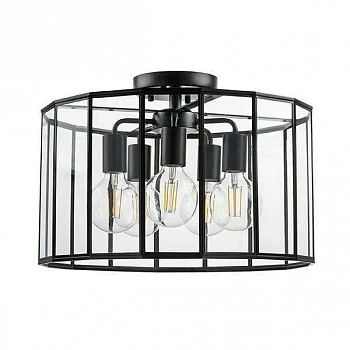 Lightstar 798257 Люстра GENNI 5х40W E27 ЧЕРНЫЙ МАТОВЫЙ/ПРОЗРАЧНЫЙ