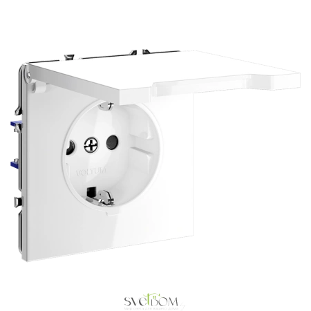 Розетки электрические с заземлением, шторками и крышкой Voltum S70 VLS040301  Voltum VLS040301