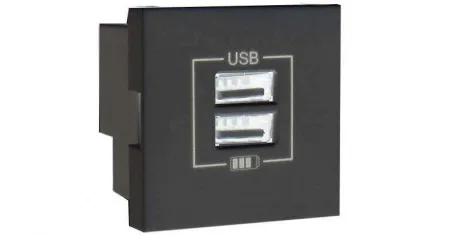Розетка USB двойная - зарядная - черный (глянец) Efapel 45439 SPT