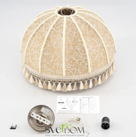 Citilux Базель CL407035 Подвесной светильник бронза с абажуром Вышивка CITILUX