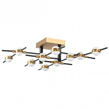Lightstar 745147 Люстра BERGAMO LED 5Wх10 4000LM ЧЕРНЫЙ МАТОВЫЙ/ЗОЛОТО 4000K