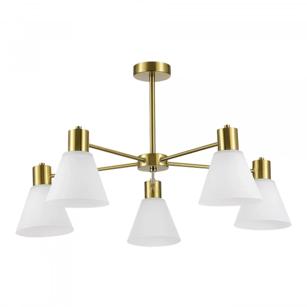 SLE1561-302-05 Светильник потолочный Латунь/Белый E27 5*60W ARKI