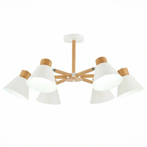 SLE103702-06 Светильник потолочный Светлое дерево, Белый/Белый E27 6*60W BUVE