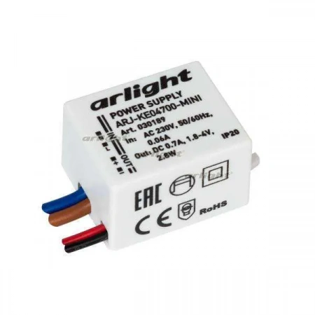 ARLIGHT Блок питания ARJ-KE04700-MINI (2.8W, 700mA) (Arlight, IP20 Пластик, 5 лет)