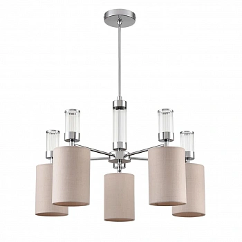 6585/5 MODERNI LN24 хром/бежевый, металл/текстиль, стекло Люстра подвесная E14 5*40W 220V ARNIKA