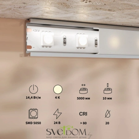 Светодиодная лента Base 24В 5050 14,4Вт/м 4000K 5м IP 20 201190