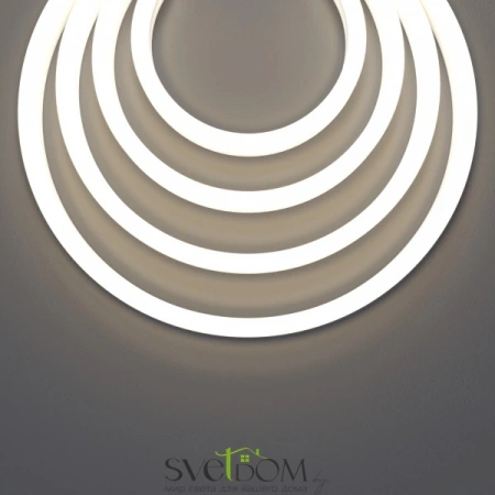 Гибкий неон с вертикальным изгибом позволяет создавать динамичные световые решения, огибая контуры в вертикальной плоскости. Мягкий рассеянный свет, направленный вверх, идеально подойдет для контурной подсветки потолков, ниш, элементов интерьера и фасадов | Svetdom.by