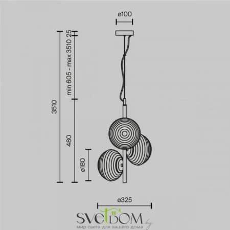 Подвесные светильники Maytoni MOD268PL-03G от Магазина Svetdom.by
