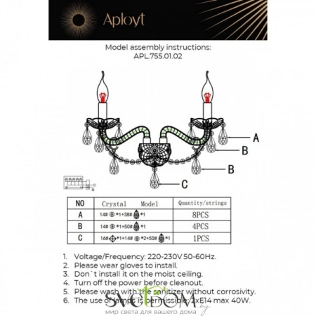 Настенные светильники APL.755.01.02 Aployt | Svetdom.by