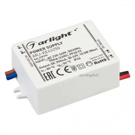 ARLIGHT Блок питания ARJ-KE42250 (11W, 250mA, PFC) (Arlight, IP44 Пластик, 5 лет)