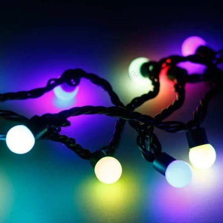 ARLIGHT Светодиодная гирлянда ARD-BALL-PRO-D17.5-10000-BLACK-100LED RGB (230V, 7W) (Ardecoled, IP65)