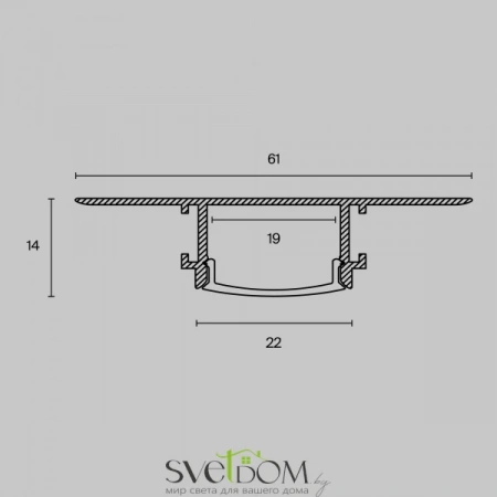 Алюминиевый профиль скрытого монтажа 61x14 ALM-6114-S-2M