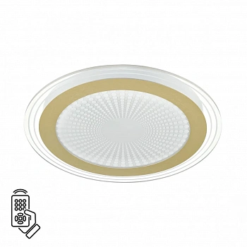 7738/80L MITRA LED SN Светильник металл/акрил/белый/золотой/прозрачный LED 80Вт 3000-6000К D480 IP20 пульт ДУ PROMISE