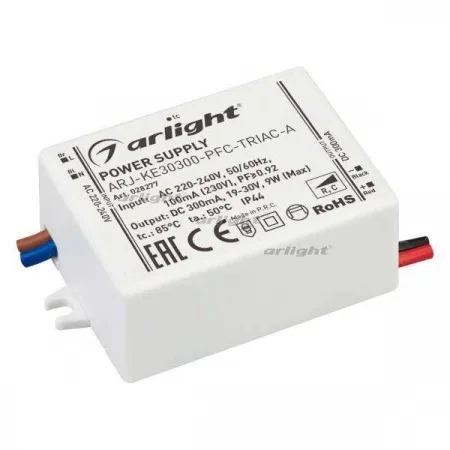 ARLIGHT Блок питания ARJ-KE30300-PFC-TRIAC-A (9W, 300mA) (Arlight, IP44 Пластик, 5 лет)